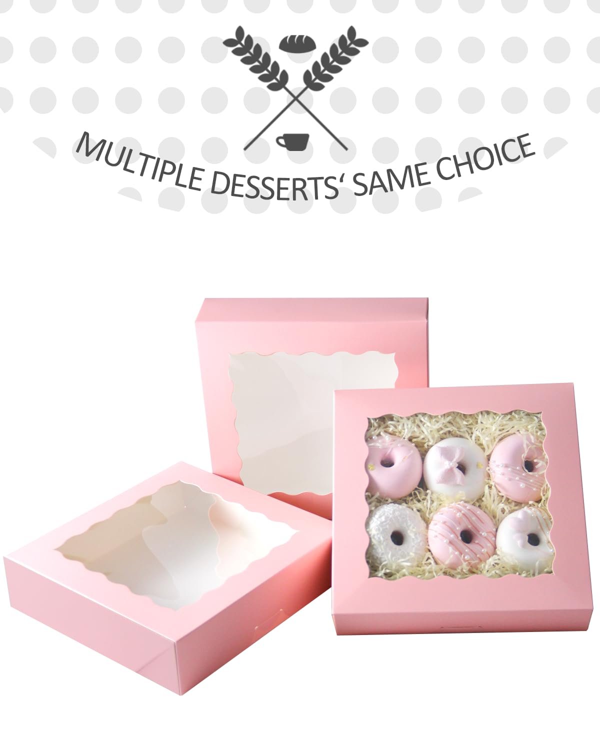 Wholesale 8x8x2.5 Inch Pink Pastry Boxes with Window for Donuts Pies 12 Pack Bakery Auto Pop Up Factory Wholesale 8x8x2.5 Inch Pink Pastry Boxes with Window for Donuts Pies 12 Pack Bakery Auto Pop Up Factory