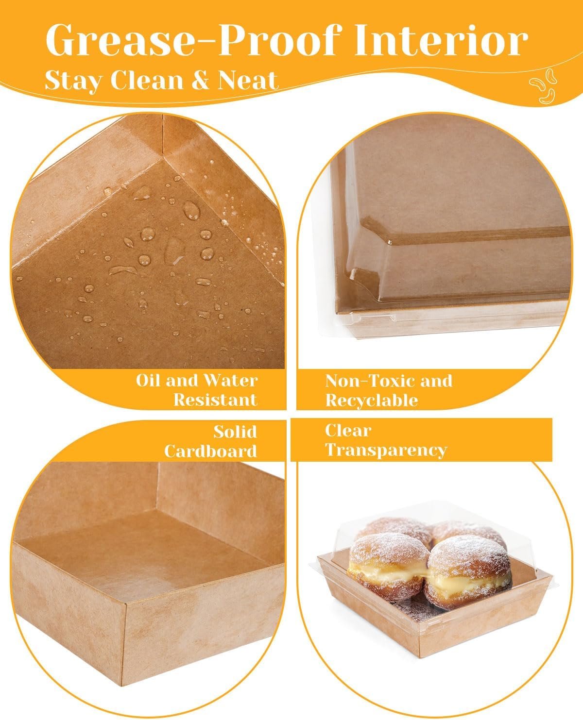 Wholesale 60 Pack 5-Inch Small Paper Charcuterie Boxes with Clear Lids Disposable Bakery To Go Packaging for Food Sushi Cookies Cake Slices Desserts Sandwiches Party Favors Factory Wholesale 60 Pack 5-Inch Small Paper Charcuterie Boxes with Clear Lids Disposable Bakery To Go Packaging for Food Sushi Cookies Cake Slices Desserts Sandwiches Party Favors Factory