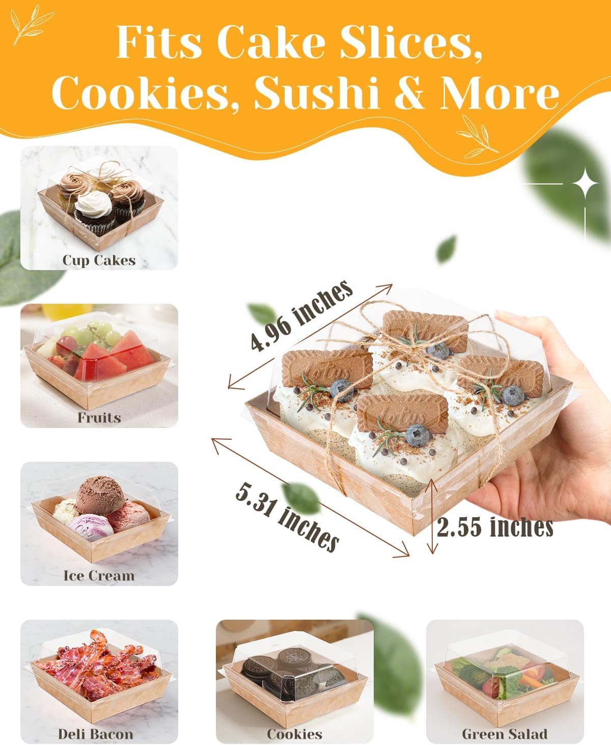 Wholesale 60 Pack 5-Inch Small Paper Charcuterie Boxes with Clear Lids Disposable Bakery To Go Packaging for Food Sushi Cookies Cake Slices Desserts Sandwiches Party Favors Factory Wholesale 60 Pack 5-Inch Small Paper Charcuterie Boxes with Clear Lids Disposable Bakery To Go Packaging for Food Sushi Cookies Cake Slices Desserts Sandwiches Party Favors Factory