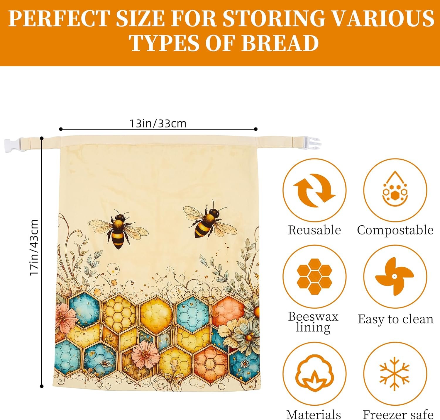 OEM Large Beeswax Bread Bags 2 Pack Reusable Cotton Food Storage for Homemade Sourdough Keep Fresh Factory