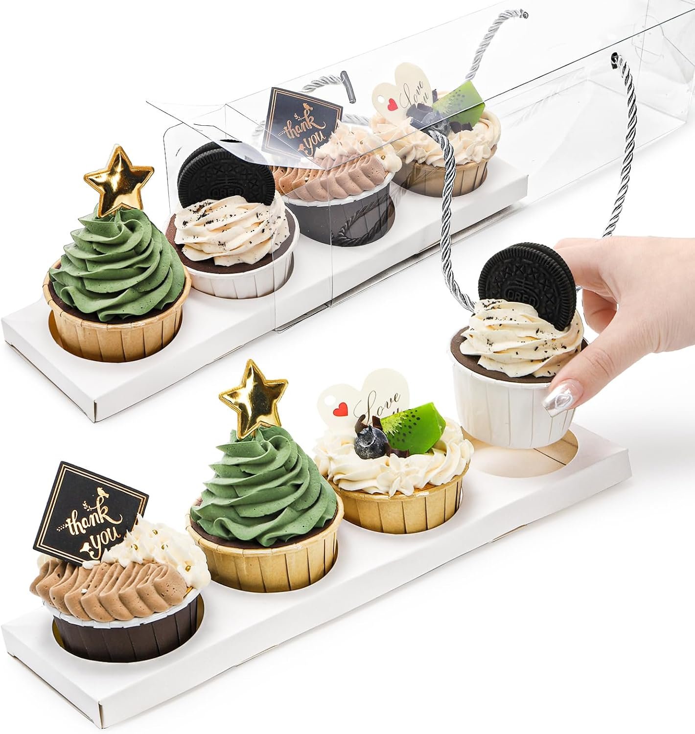 Wholesale 24-Pack Clear Cupcake Boxes with Handles 12 x 3 x 3 Inch Plastic Containers for Desserts Muffins Parties Weddings Factory