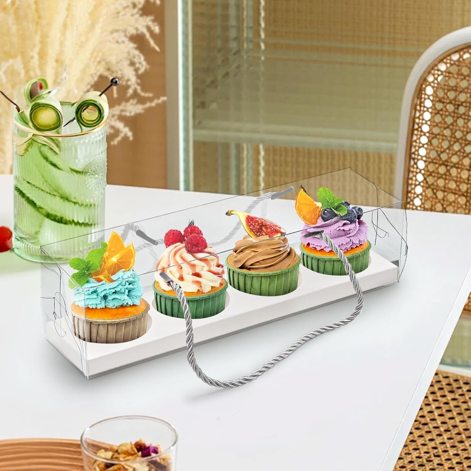 Wholesale 24-Pack Clear Cupcake Boxes with Handles 12 x 3 x 3 Inch Plastic Containers for Desserts Muffins Parties Weddings Factory