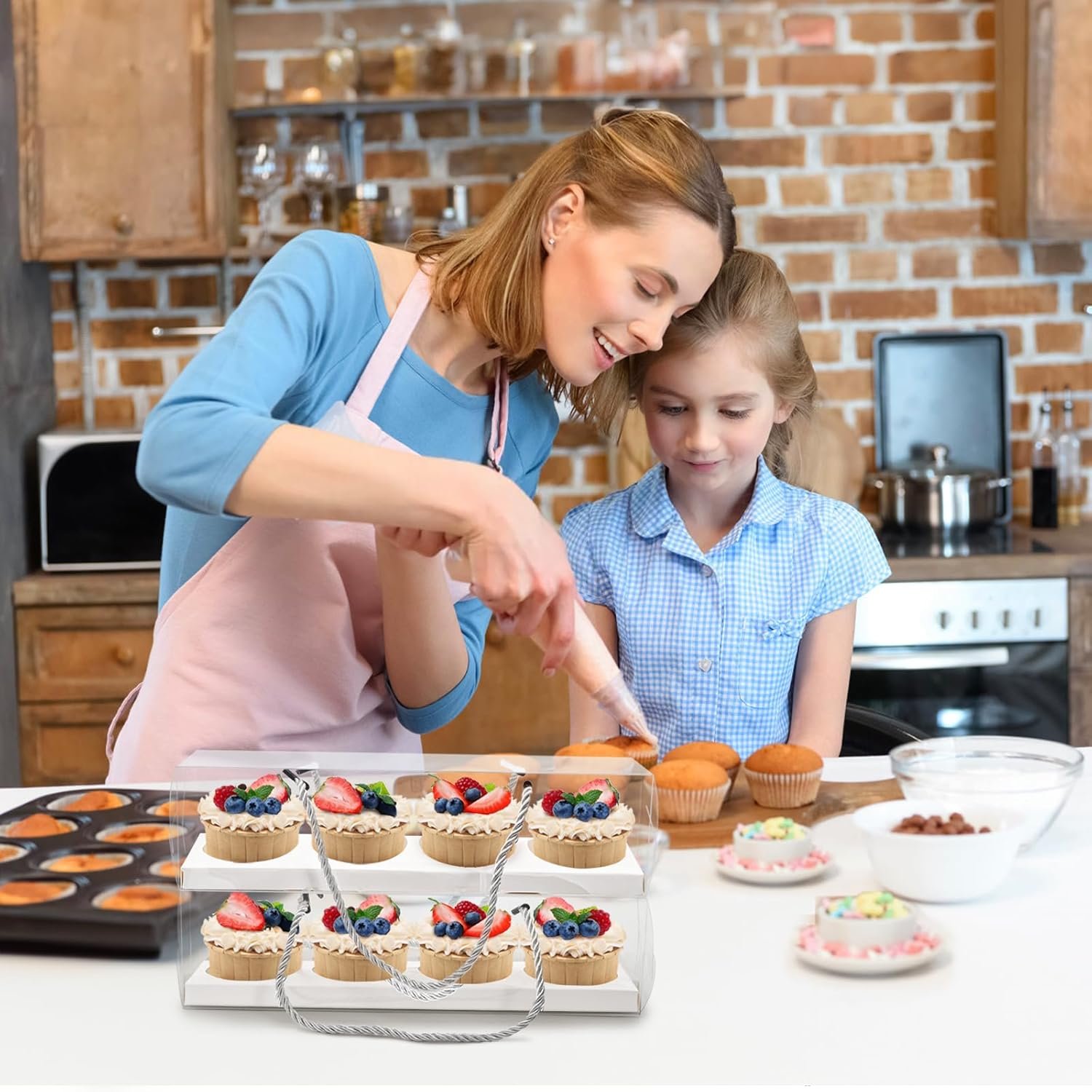 Wholesale 24-Pack Clear Cupcake Boxes with Handles 12 x 3 x 3 Inch Plastic Containers for Desserts Muffins Parties Weddings Factory