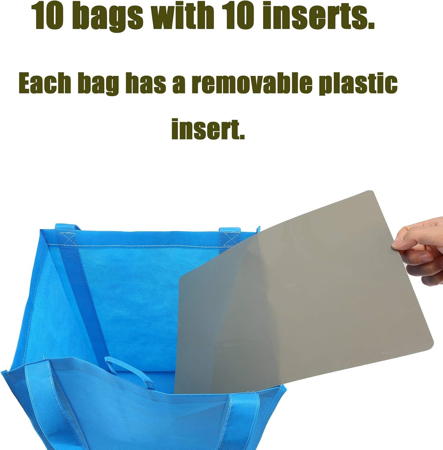 Wholesale Set of 10 Large Heavy Duty Reusable Grocery Bags Shopping Totes with Reinforced Bottom Sturdy Handles Washable Blue Factory Wholesale Set of 10 Large Heavy Duty Reusable Grocery Bags Shopping Totes with Reinforced Bottom Sturdy Handles Washable Blue Factory