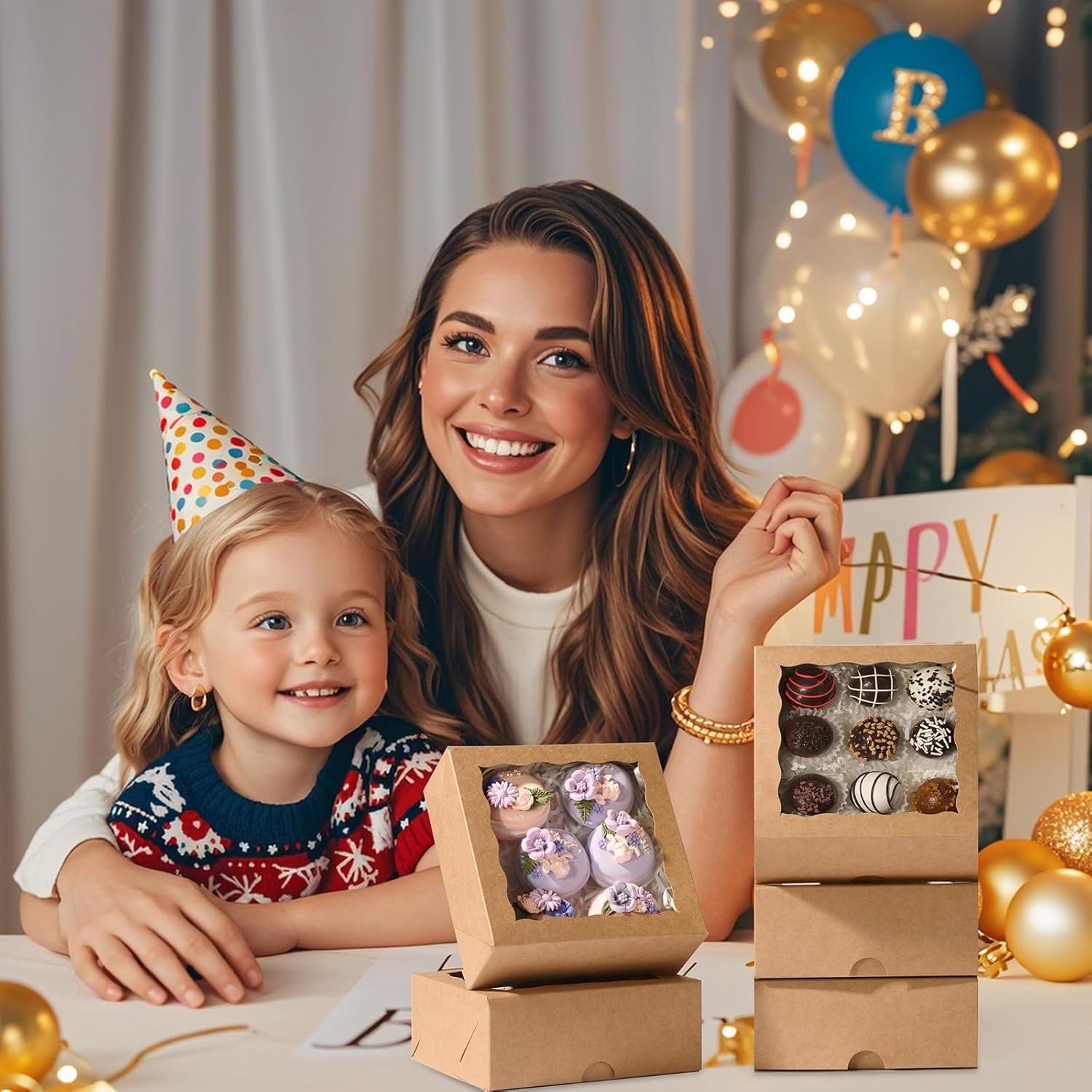 Wholesale 20 Pcs 6x6x2.5 Inch Bakery Boxes with Clear Full Window for Chocolate Strawberries Cakes Cookies Truffles Charcuterie Treats Holiday Packaging Factory