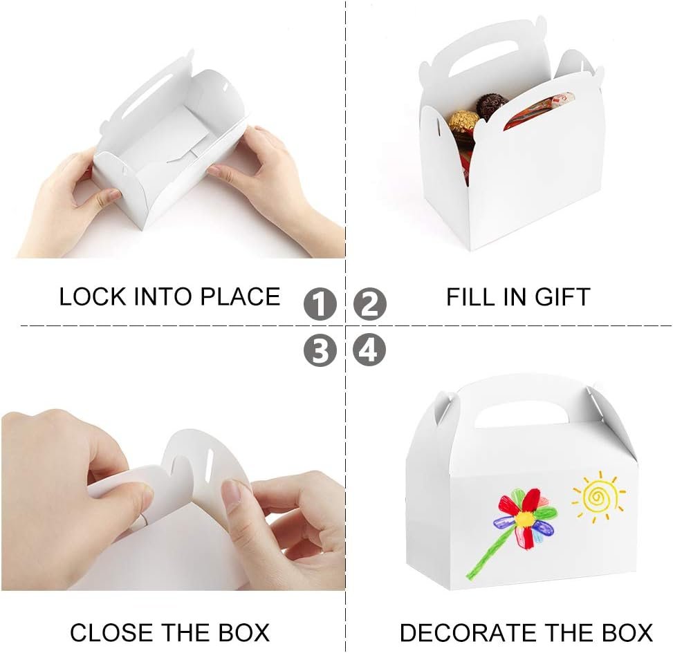 Wholesale 30 Pack White Paper Gable Treat Gift Favor Boxes for Kids Birthday Party Wedding Baby Shower 6.2 x 3.5 x 3.5 Inches Factory Wholesale 30 Pack White Paper Gable Treat Gift Favor Boxes for Kids Birthday Party Wedding Baby Shower 6.2 x 3.5 x 3.5 Inches Factory