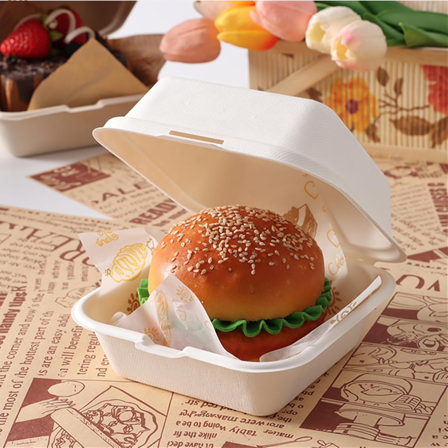 Wholesale 150 Pack 6x6 Inch Clamshell Food Containers with Lids Disposable Takeout To-Go Bagasse Bento Boxes White for Hamburgers Sandwiches Chips Microwave Freezer Safe Factory Wholesale 150 Pack 6x6 Inch Clamshell Food Containers with Lids Disposable Takeout To-Go Bagasse Bento Boxes White for Hamburgers Sandwiches Chips Microwave Freezer Safe Factory