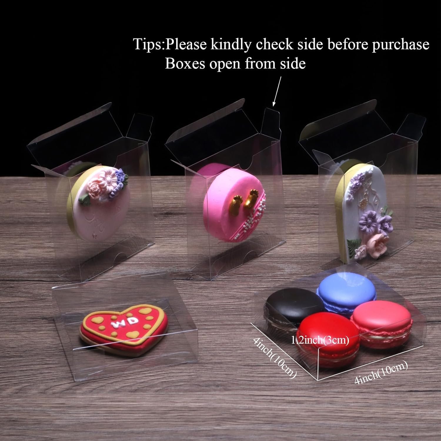 Wholesale 50 Pack 4x4x1.2 Inch Clear Plastic Single Cookie Boxes with Full Window for Macarons Donuts Desserts Party Christmas Valentine's Day Factory