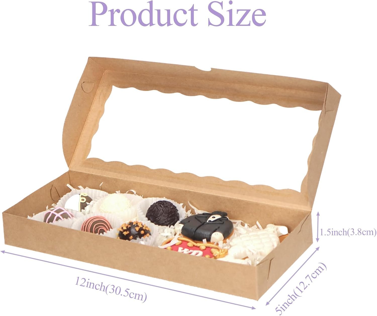 Wholesale 50pcs 12x5x1.5 Inch Brown Bakery Boxes with Window for Cookies Chocolate Truffles Macarons Cakesicles Brownies Treats Christmas Valentines Fathers Mothers Day Factory Wholesale 50pcs 12x5x1.5 Inch Brown Bakery Boxes with Window for Cookies Chocolate Truffles Macarons Cakesicles Brownies Treats Christmas Valentines Fathers Mothers Day Factory