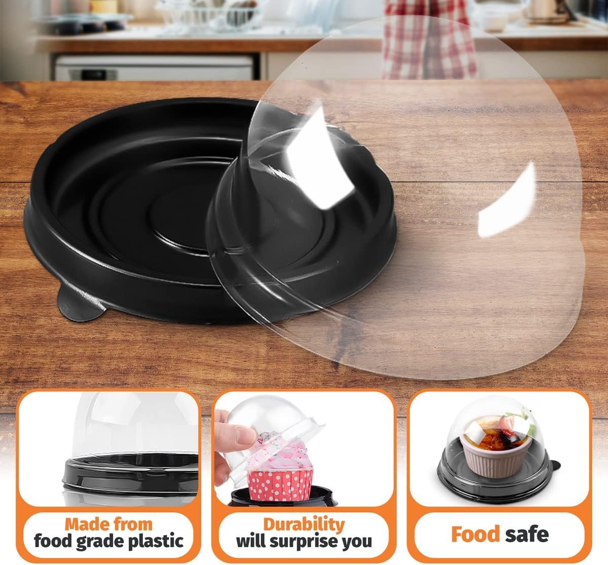 Wholesale 50-Pack 2.8 x 2.8 Inch Mini Cupcake Containers Plastic Food Grade Dessert Boxes with Clear Lids for Parties Holidays Factory