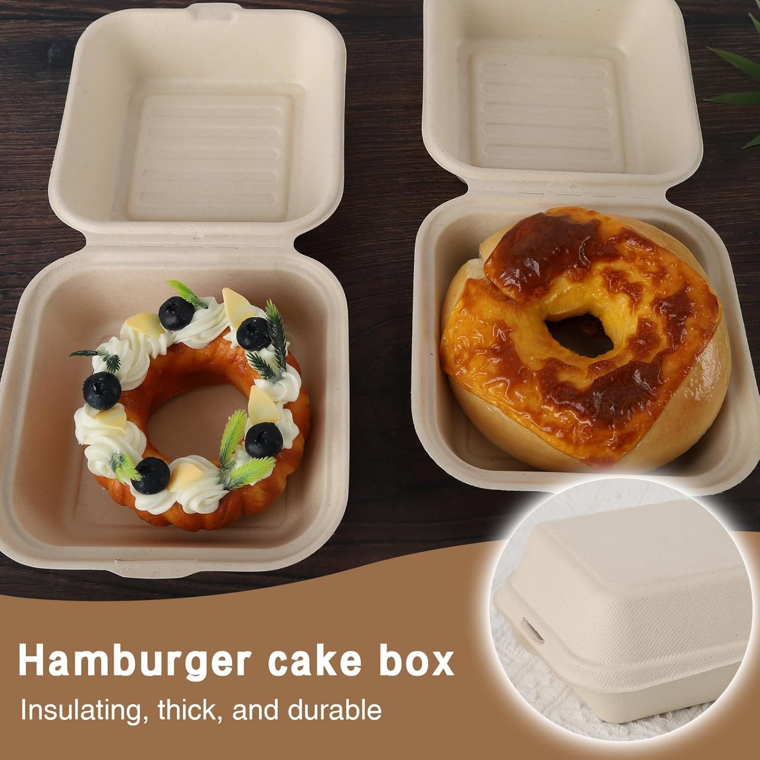 Wholesale 50 Pack 4 x 4 Inch Microwaveable Paper Clamshell Takeout Trays Hinged Food Containers for Burgers Sandwiches Cookies Factory Wholesale 50 Pack 4 x 4 Inch Microwaveable Paper Clamshell Takeout Trays Hinged Food Containers for Burgers Sandwiches Cookies Factory