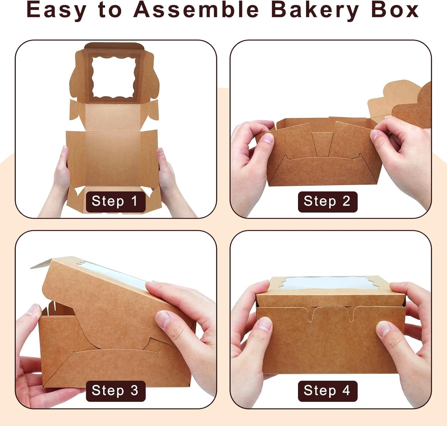 Wholesale 20 Pack 6x6x3 Inch Cookie Bakery Boxes with Window for Macarons Mini Cakes Chocolate Covered Strawberries Pastries Treats Desserts Brown Factory