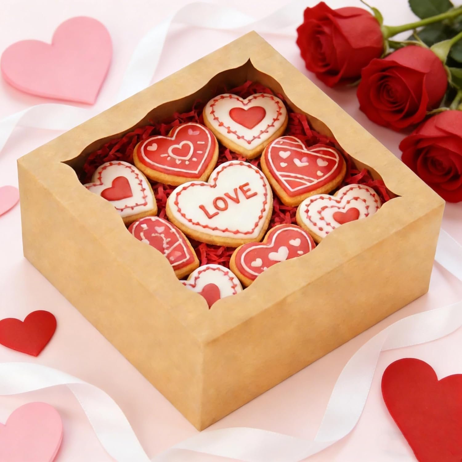 Wholesale 20 Pack 6x6x3 Inch Cookie Bakery Boxes with Window for Macarons Mini Cakes Chocolate Covered Strawberries Pastries Treats Desserts Brown Factory