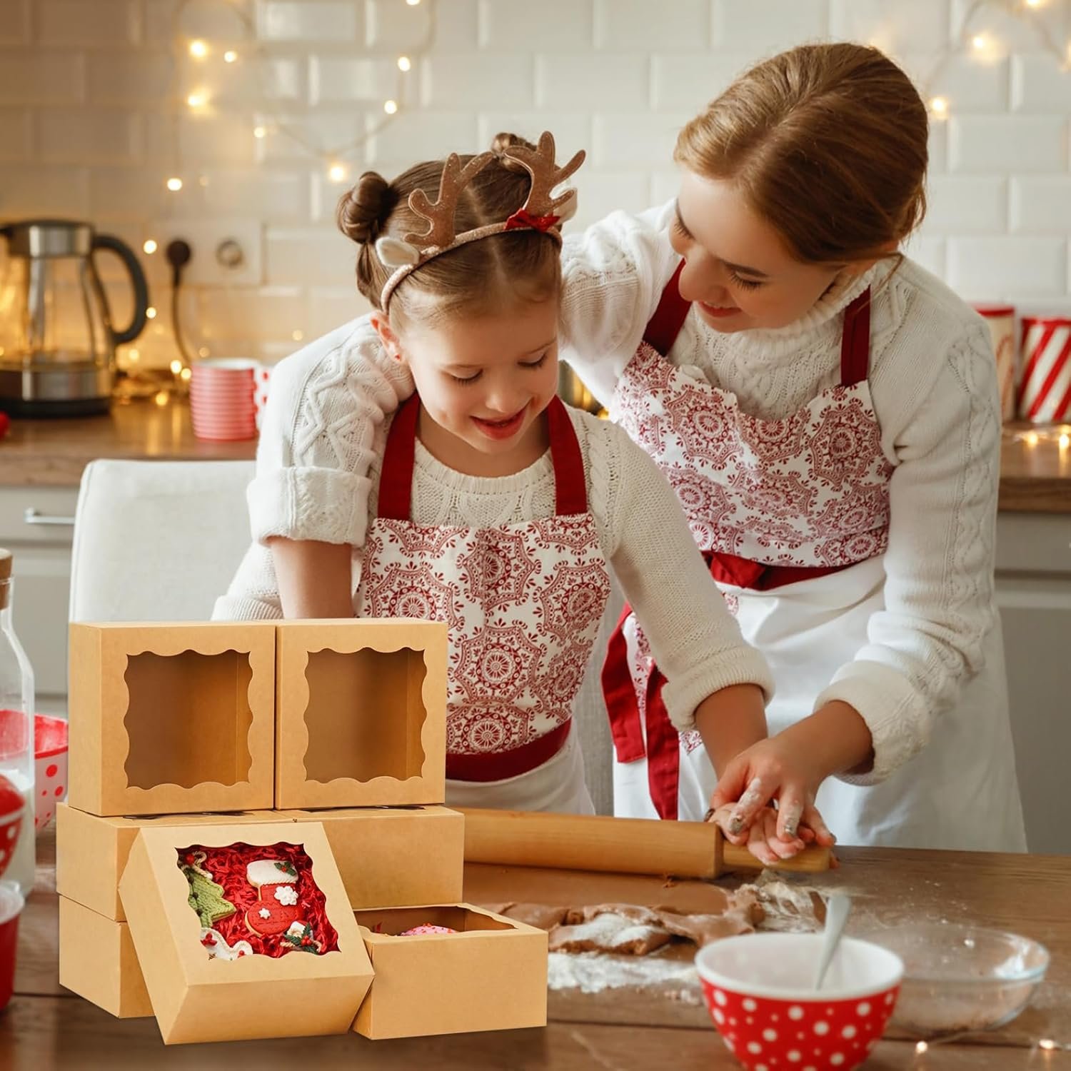 Wholesale 20 Pack 6x6x3 Inch Cookie Bakery Boxes with Window for Macarons Mini Cakes Chocolate Covered Strawberries Pastries Treats Desserts Brown Factory