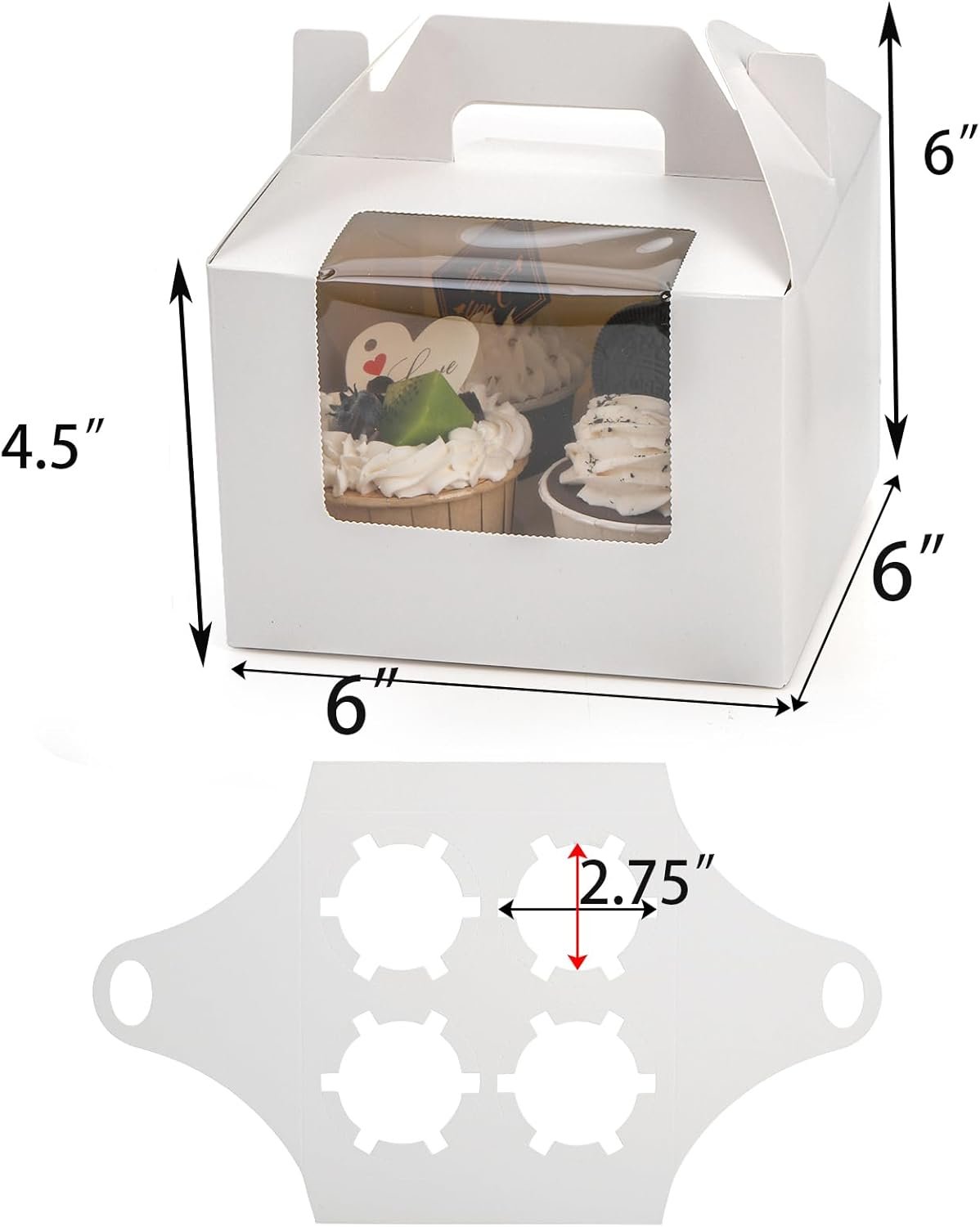 Wholesale 40 Pack Cupcake Containers 4 Count White Kraft Paper Boxes with Insert Window Handle Bakery Pastry Holders Gable Party Favor Treat Boxes for Wedding Birthday Parties Factory Wholesale 40 Pack Cupcake Containers 4 Count White Kraft Paper Boxes with Insert Window Handle Bakery Pastry Holders Gable Party Favor Treat Boxes for Wedding Birthday Parties Factory