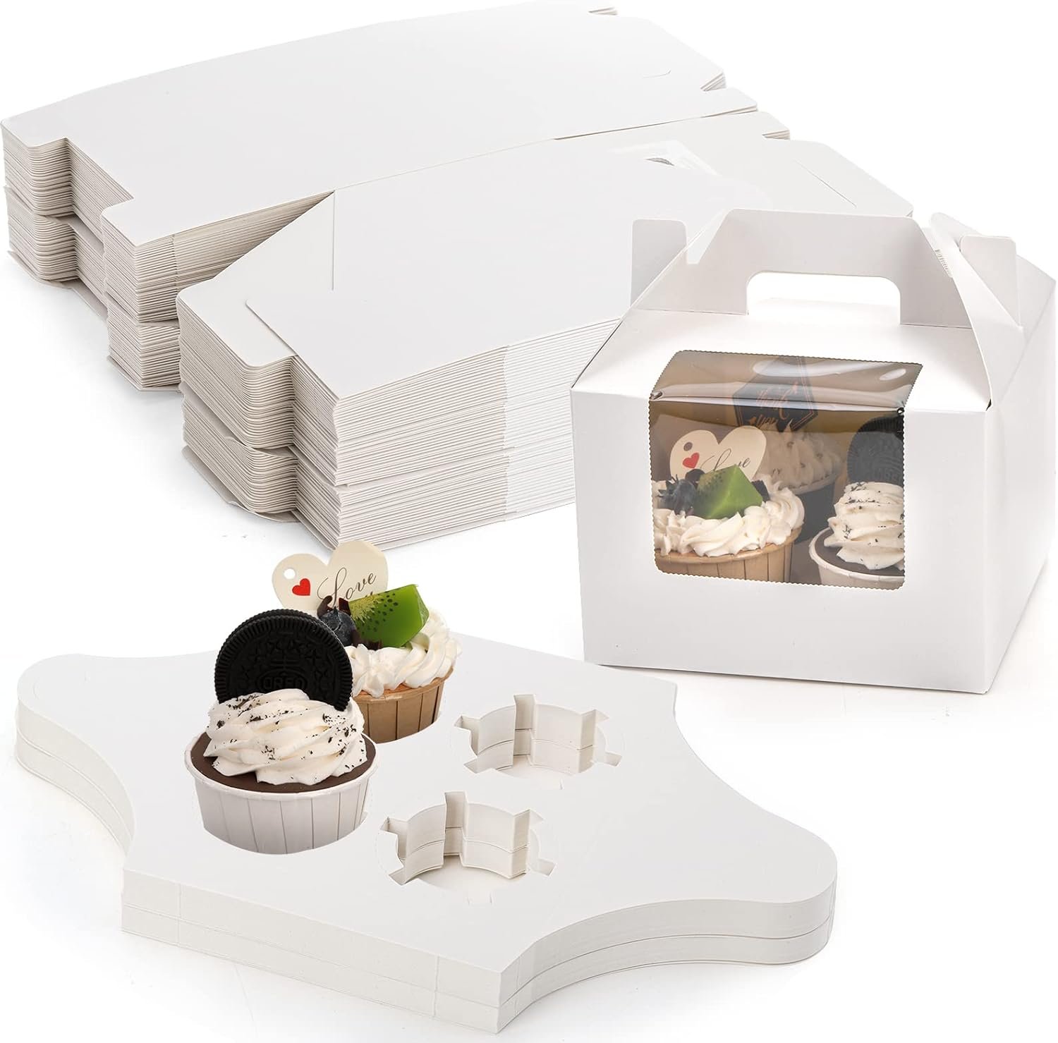 Wholesale 40 Pack Cupcake Containers 4 Count White Kraft Paper Boxes with Insert Window Handle Bakery Pastry Holders Gable Party Favor Treat Boxes for Wedding Birthday Parties Factory Wholesale 40 Pack Cupcake Containers 4 Count White Kraft Paper Boxes with Insert Window Handle Bakery Pastry Holders Gable Party Favor Treat Boxes for Wedding Birthday Parties Factory