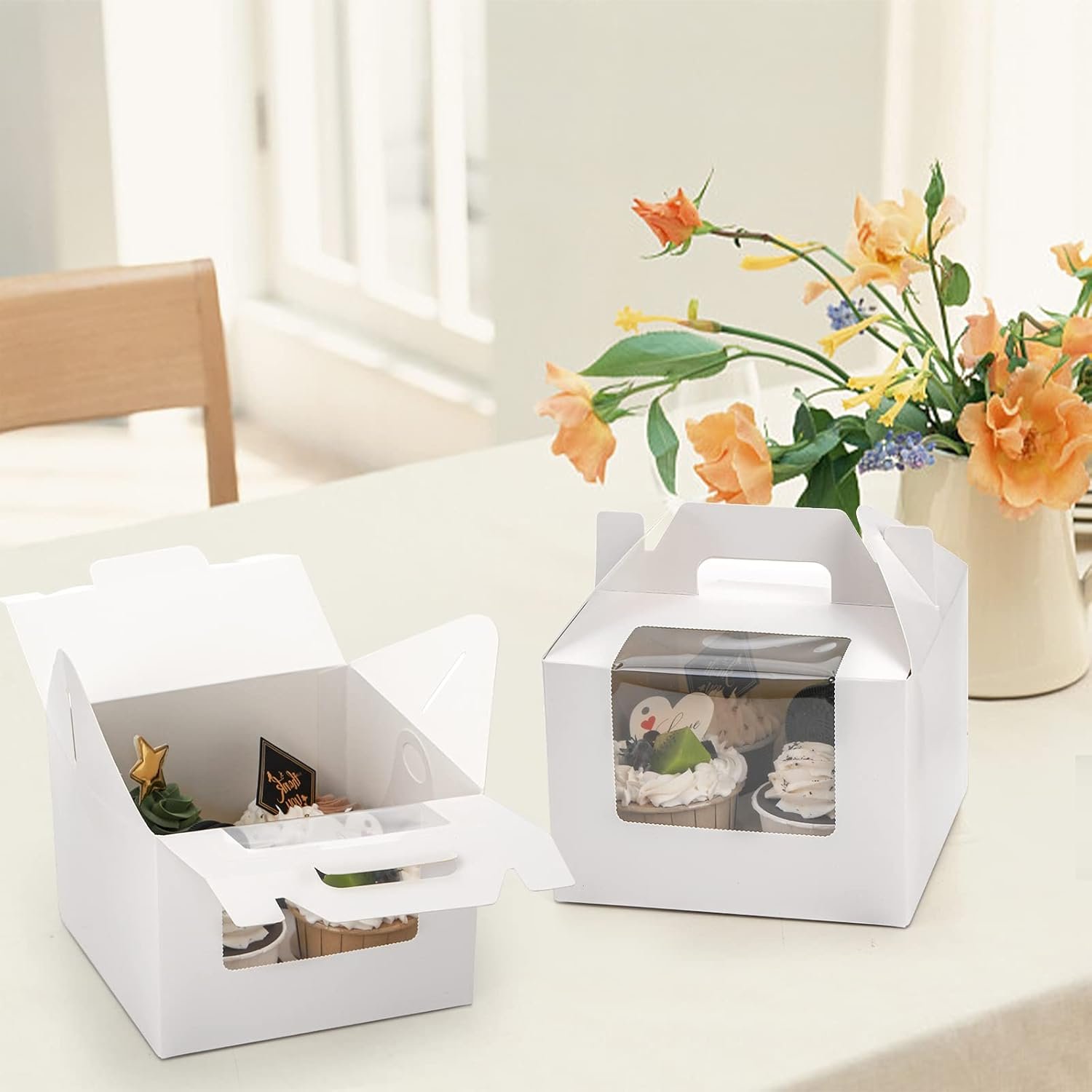 Wholesale 40 Pack Cupcake Containers 4 Count White Kraft Paper Boxes with Insert Window Handle Bakery Pastry Holders Gable Party Favor Treat Boxes for Wedding Birthday Parties Factory Wholesale 40 Pack Cupcake Containers 4 Count White Kraft Paper Boxes with Insert Window Handle Bakery Pastry Holders Gable Party Favor Treat Boxes for Wedding Birthday Parties Factory