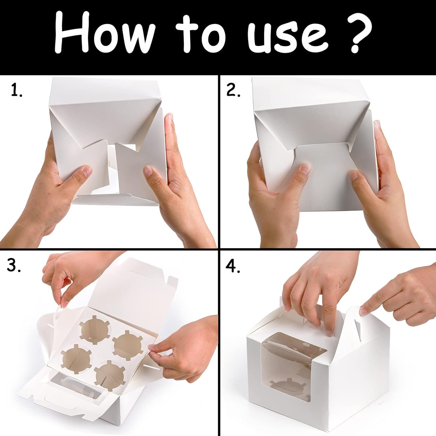 Wholesale 40 Pack Cupcake Containers 4 Count White Kraft Paper Boxes with Insert Window Handle Bakery Pastry Holders Gable Party Favor Treat Boxes for Wedding Birthday Parties Factory Wholesale 40 Pack Cupcake Containers 4 Count White Kraft Paper Boxes with Insert Window Handle Bakery Pastry Holders Gable Party Favor Treat Boxes for Wedding Birthday Parties Factory