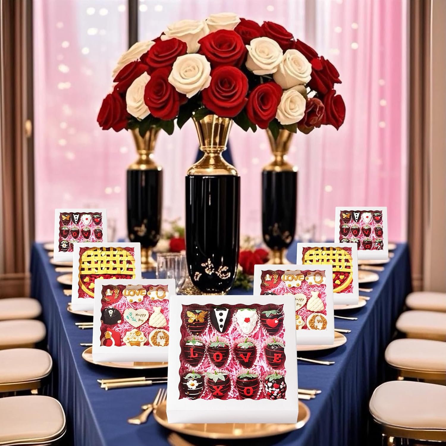 Wholesale 50-Pack 9x9x2.5 Inch White Bakery Pie Boxes with Clear Window for Chocolate Strawberries Pastries Muffins Donuts Cookies Breakable Hearts Factory