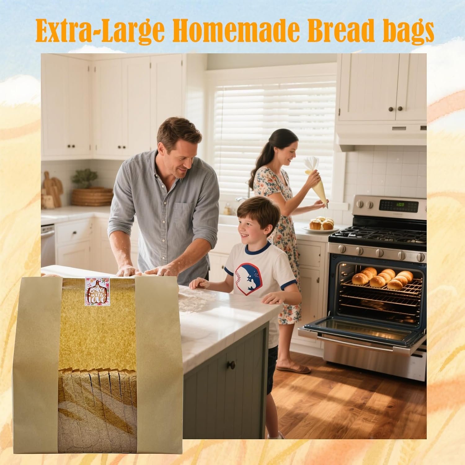 Wholesale 15.7x10.2x5.1 Inch Extra Large Paper Bread Bags with Window and Sticker for Homemade Sourdough Oversized Loaves Baked Goods Gifting Packaging Brown Kraft 25 Pack Factory