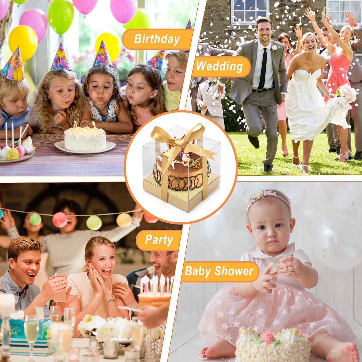 Wholesale 12 Pack 3.5 Inch Clear Plastic Single Cupcake Boxes Gold Disposable Containers with Inserts and Ribbon Factory Wholesale 12 Pack 3.5 Inch Clear Plastic Single Cupcake Boxes Gold Disposable Containers with Inserts and Ribbon Factory