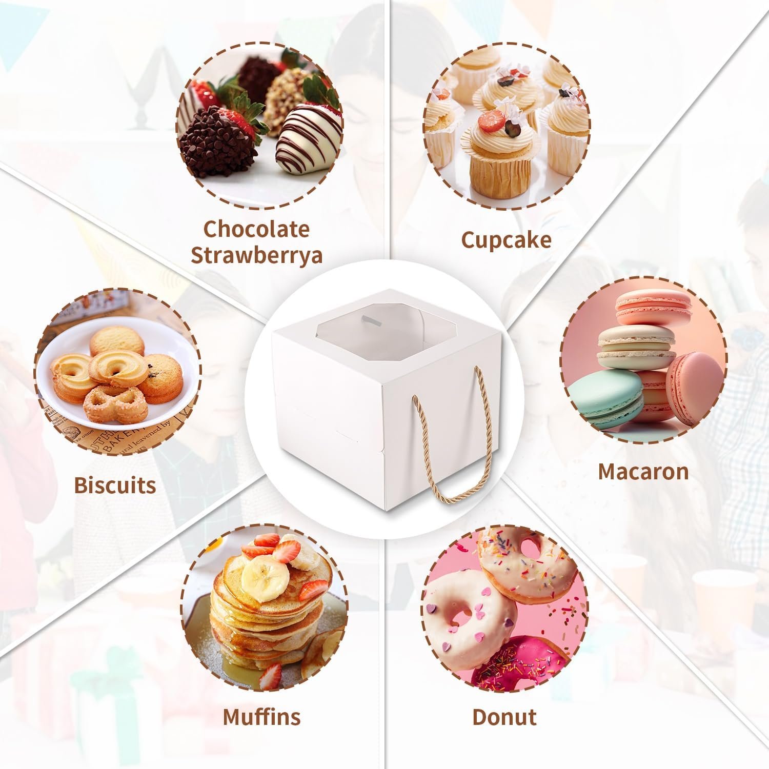 Wholesale 30 Pack 6x6x5 Inch Small Cake Boxes with Window for Bakery Pastries Cookies Mini Pies Desserts Cupcakes Factory