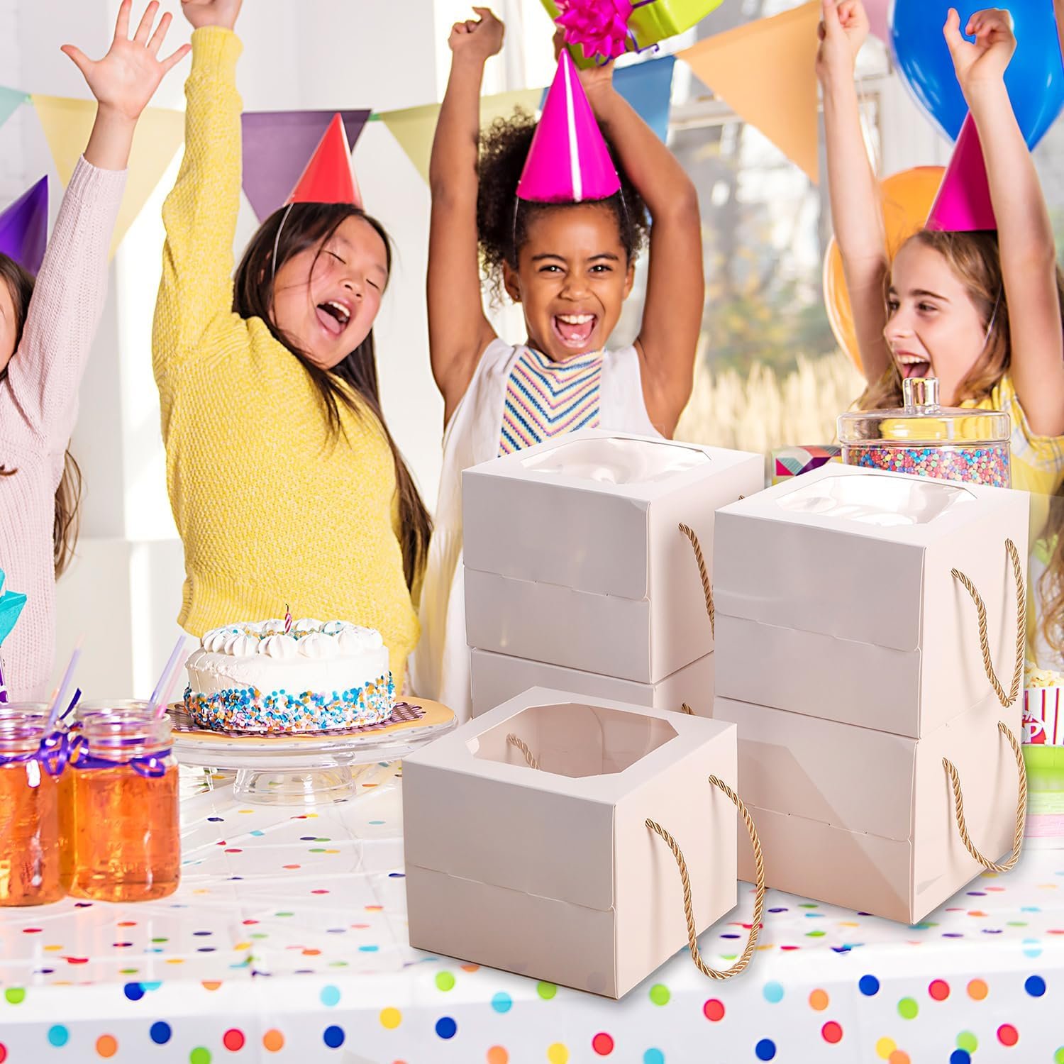 Wholesale 30 Pack 6x6x5 Inch Small Cake Boxes with Window for Bakery Pastries Cookies Mini Pies Desserts Cupcakes Factory