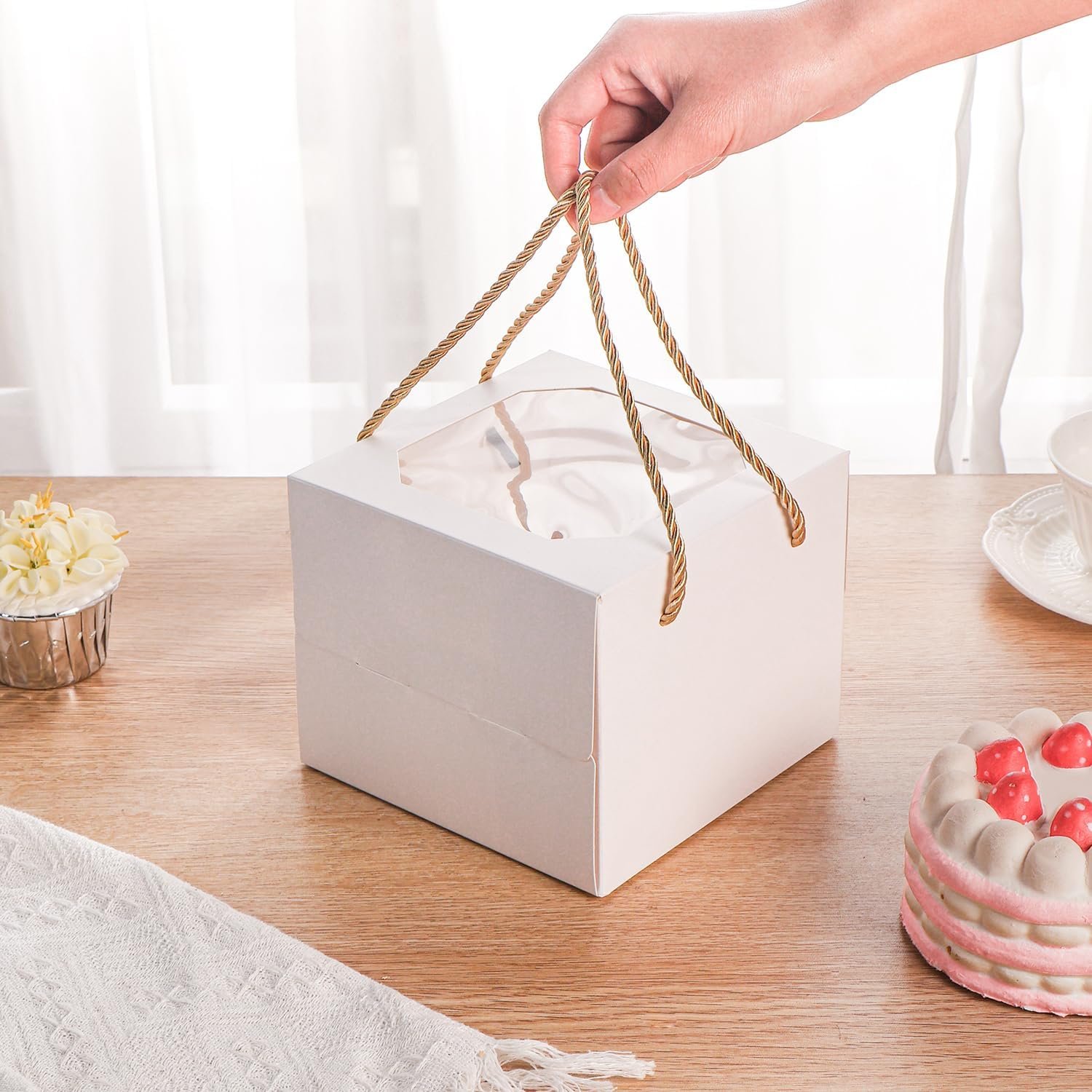 Wholesale 30 Pack 6x6x5 Inch Small Cake Boxes with Window for Bakery Pastries Cookies Mini Pies Desserts Cupcakes Factory