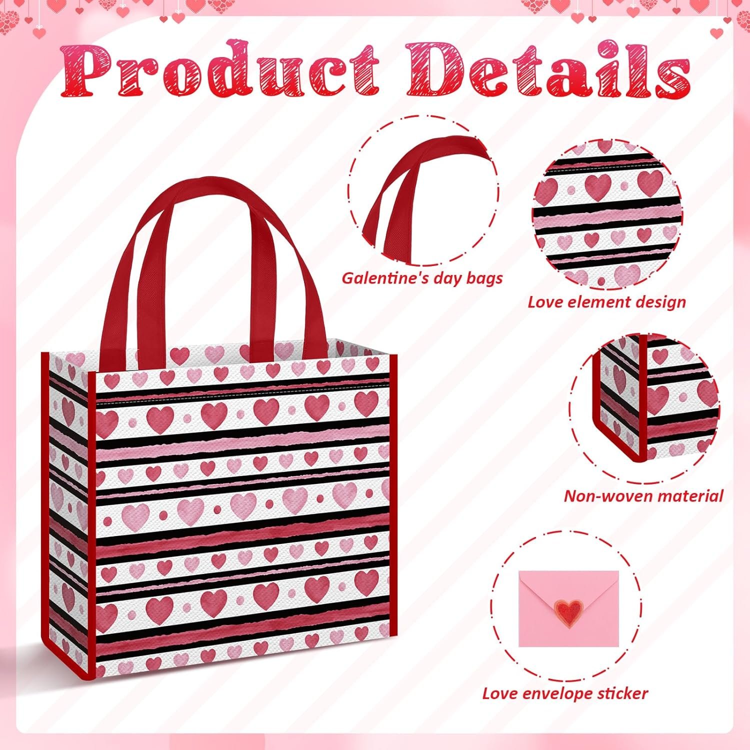 Wholesale 12 Sets/48 Pcs Valentine's Day Gift Bags with Greeting Cards 12 Non Woven Goodie Bags with Handles 12 Love Heart Cards with Envelopes 12 Stickers for Galentine's Party Supplies Factory Wholesale 12 Sets/48 Pcs Valentine's Day Gift Bags with Greeting Cards 12 Non Woven Goodie Bags with Handles 12 Love Heart Cards with Envelopes 12 Stickers for Galentine's Party Supplies Factory