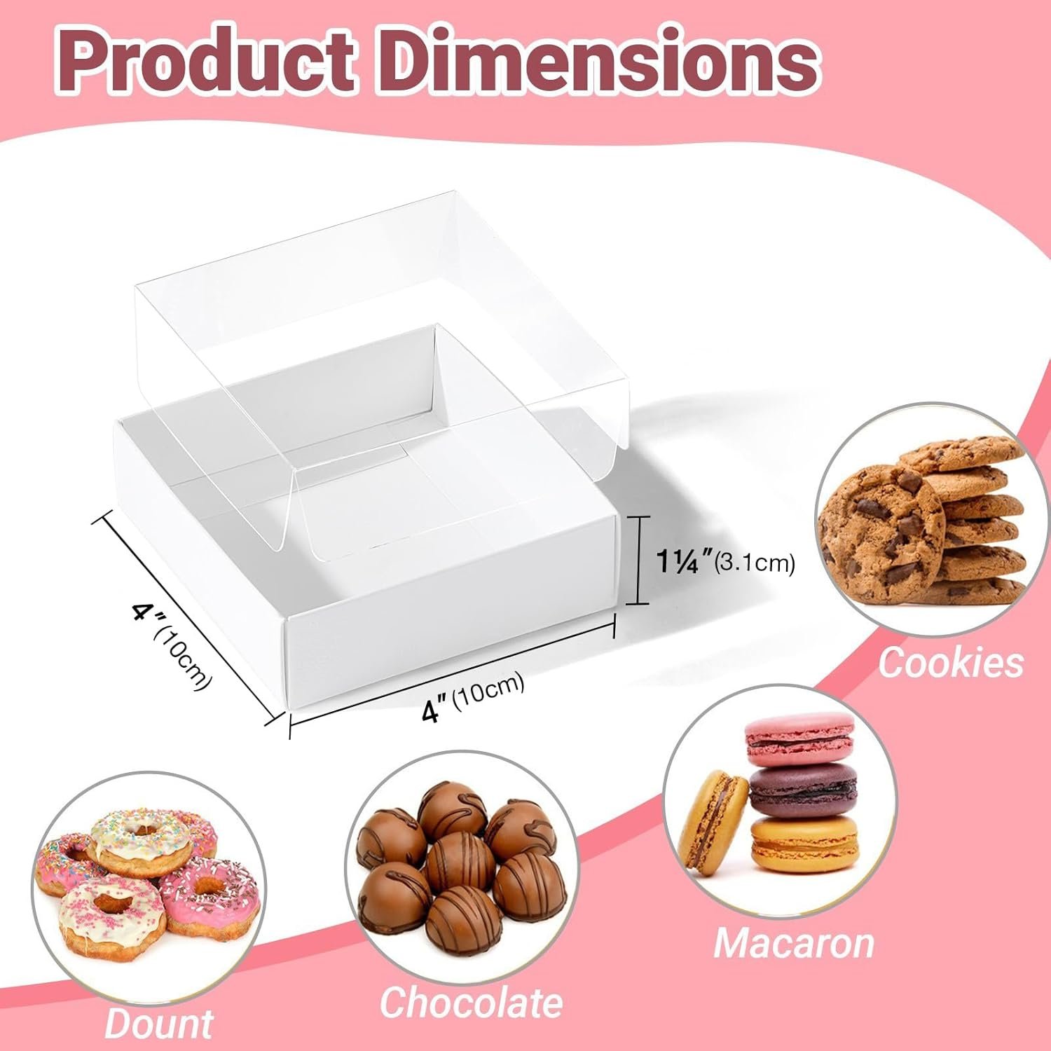 Wholesale 25PCS 4x4x1.25 Inch Clear Lid Treat Boxes for Cookies Macarons Cakesicles Donuts Pastries Chocolate Covered Oreos Factory