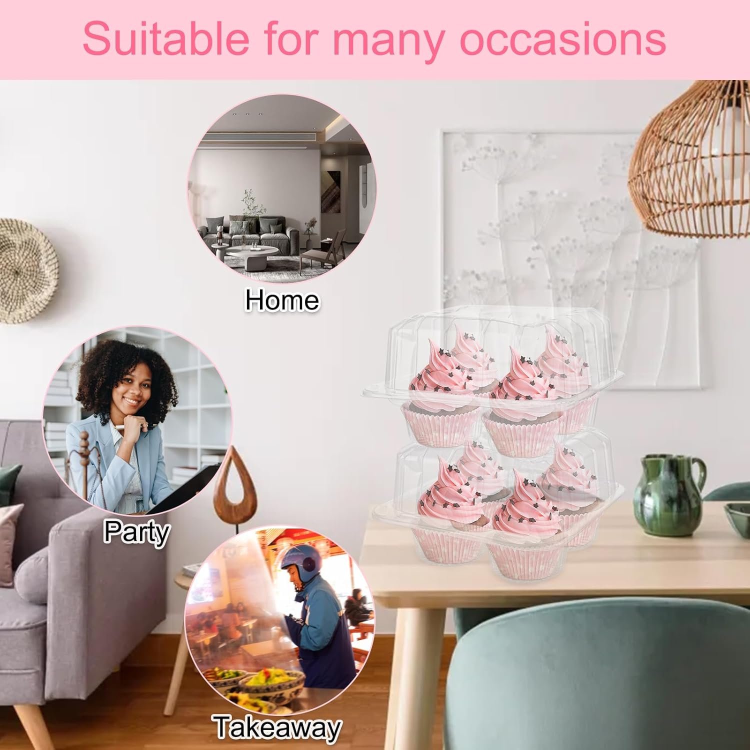 Wholesale 50 Pack Clear Plastic Stackable Cupcake Boxes 4 Count Deep Carrier Holder Factory Wholesale 50 Pack Clear Plastic Stackable Cupcake Boxes 4 Count Deep Carrier Holder Factory