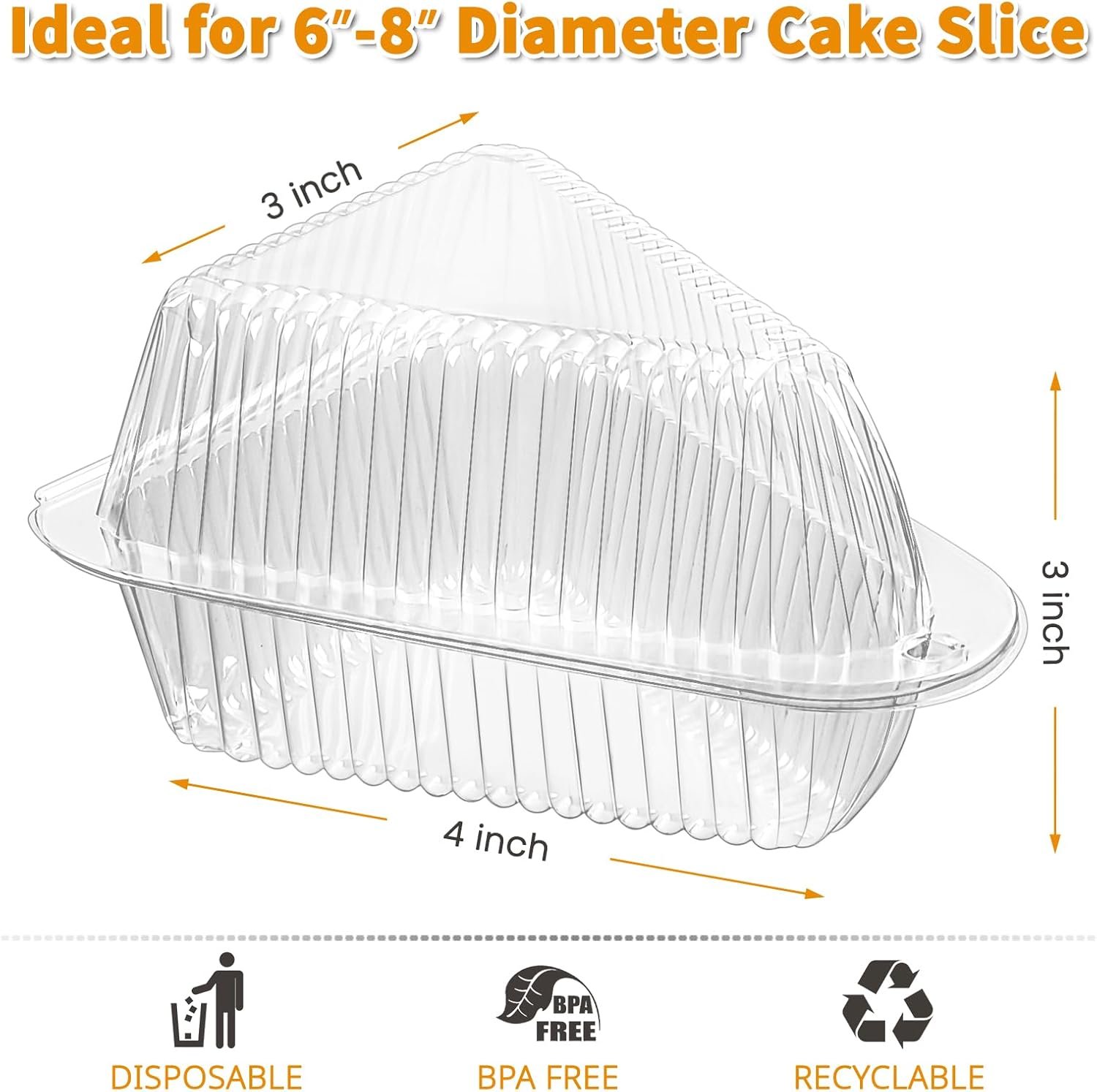 Wholesale 50 Pack Clear Plastic Cake Slice Containers with Hinged Lids Disposable Triangle Boxes for Cheesecake Pie Sandwiches Desserts Factory