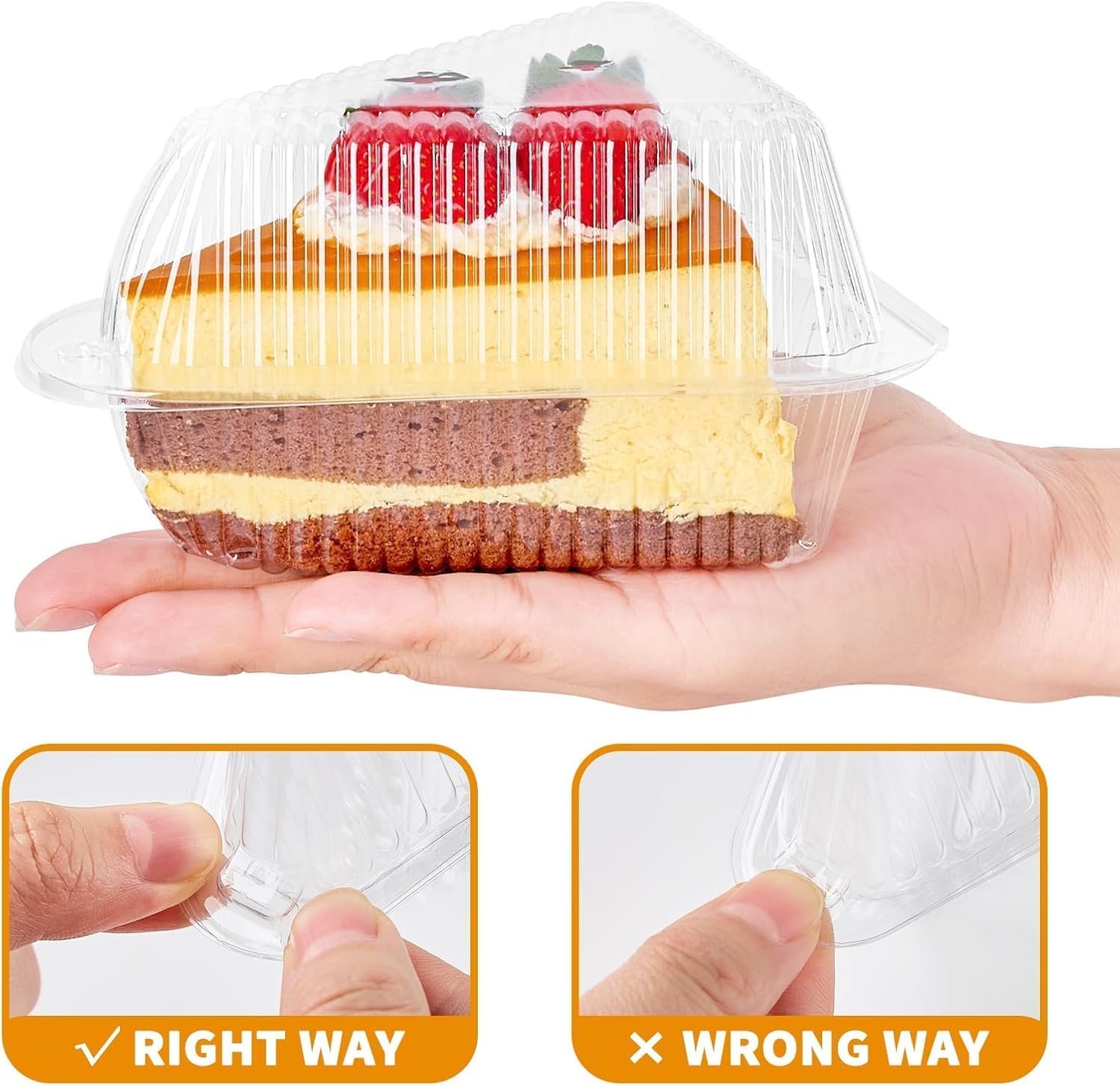 Wholesale 50 Pack Clear Plastic Cake Slice Containers with Hinged Lids Disposable Triangle Boxes for Cheesecake Pie Sandwiches Desserts Factory