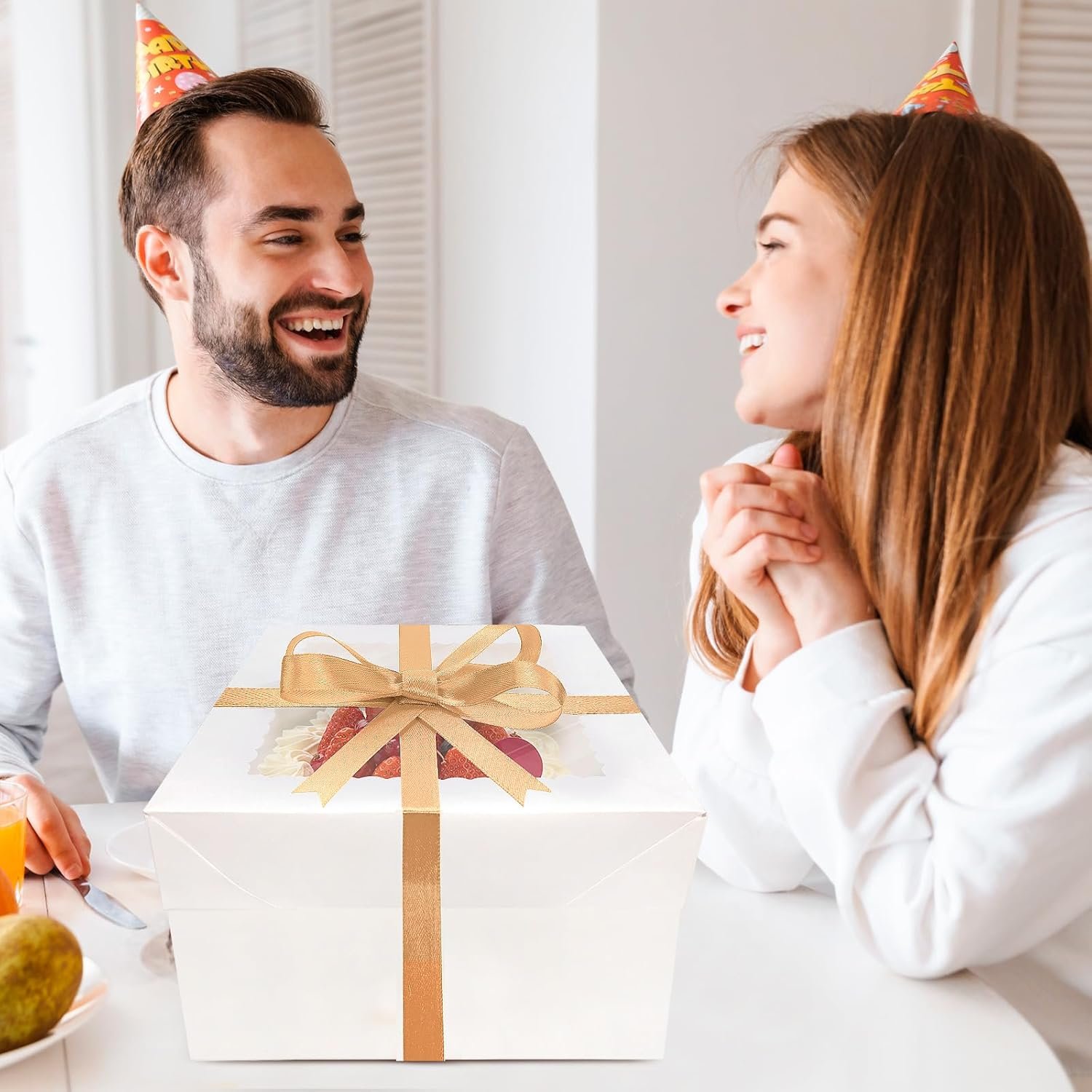 Wholesale 6PCS 10x10x8 Inch Cake Boxes with Boards 3 Window Boxes 3 Inserts 70ft Silk Ribbon Large Square Baking Factory