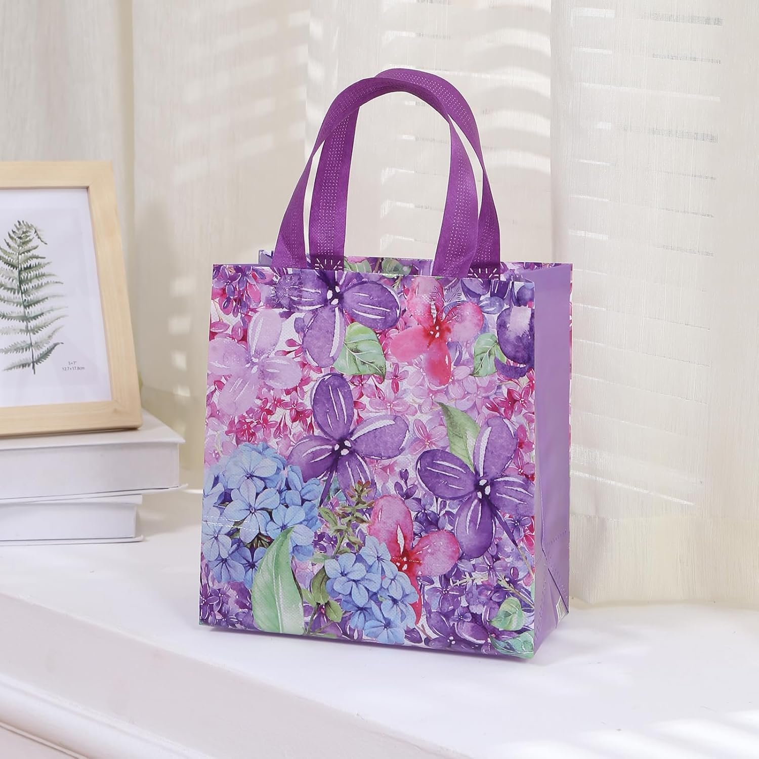 Wholesale 12pcs Flower Pattern Non Woven Reusable Shopping Bags with Handles for Kids Adults Birthday Mothers Day Baby Shower Wedding Thank You Gifts Factory