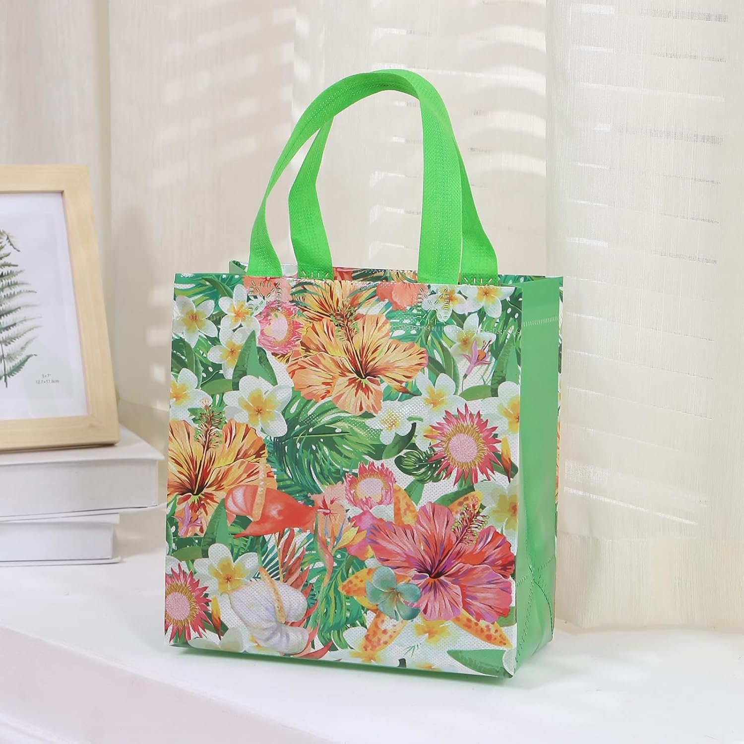 Wholesale 12pcs Flower Pattern Non Woven Reusable Shopping Bags with Handles for Kids Adults Birthday Mothers Day Baby Shower Wedding Thank You Gifts Factory