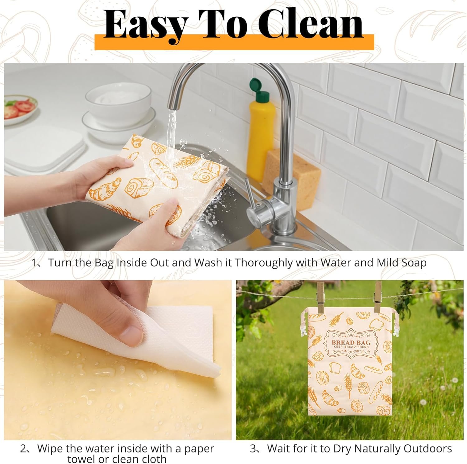 OEM 2-Pack Reusable Beeswax Bread Bags for Sourdough Homemade Bread Organic Linen Cotton Lining Natural Storage Keep Fresh Upgraded XL Capacity Portable Eco-Friendly Factory