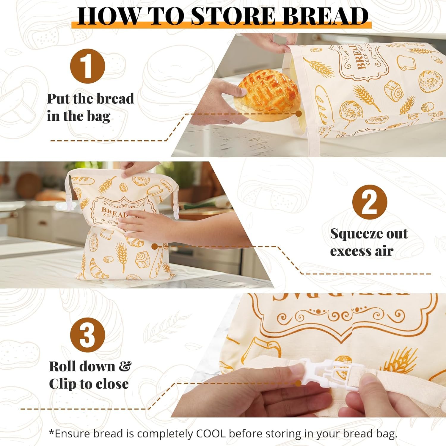 OEM 2-Pack Reusable Beeswax Bread Bags for Sourdough Homemade Bread Organic Linen Cotton Lining Natural Storage Keep Fresh Upgraded XL Capacity Portable Eco-Friendly Factory