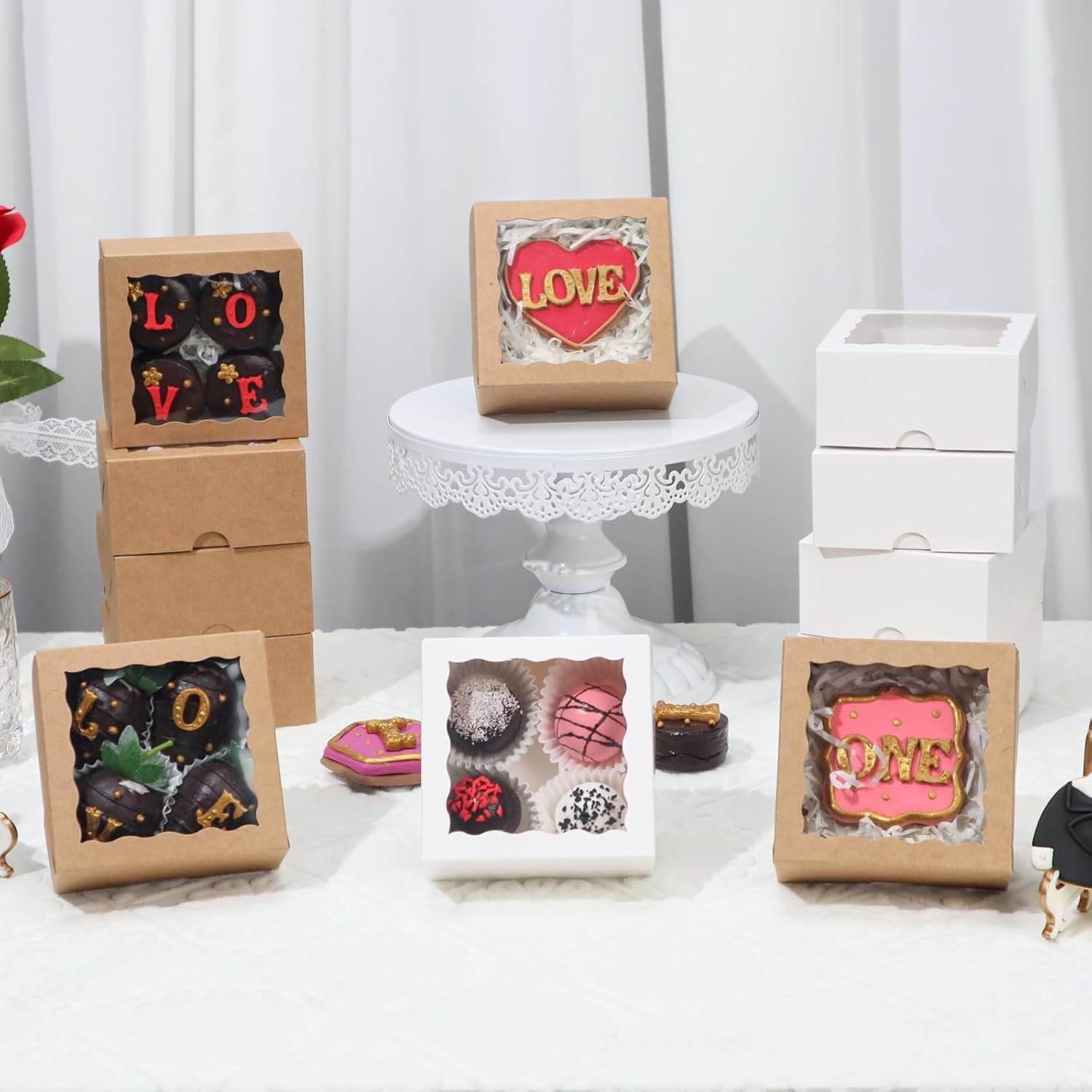 Wholesale 40 Pack 4x4x2 Inch Bakery Boxes for Cookies Mini Bundt Cakes Pies Cinnamon Rolls Chocolate Truffles Party Wedding Favors Factory