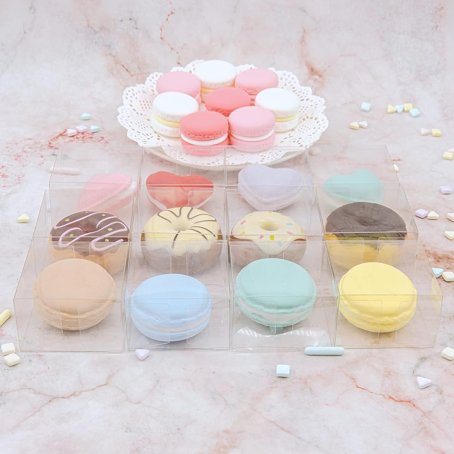 Wholesale 50pcs 2.2x2.2x1.4 Inch Small Clear Cookie Boxes for Single Macarons Candies Treats Wedding Favors Party Gifts Factory