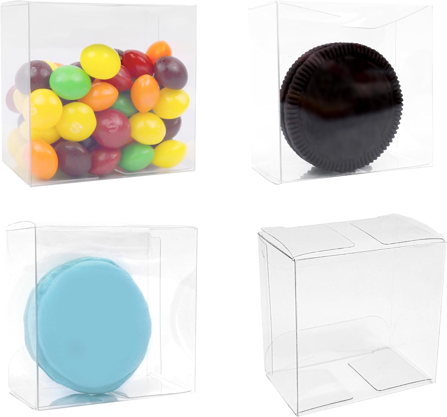 50pcs 2.2x2.2x1.4 Inch Oreo Boxes Small Clear Cookie Boxes Single Macaron Boxes Candy Boxes for Small Treat Wedding Favors Party Boxes small Gift Boxes
