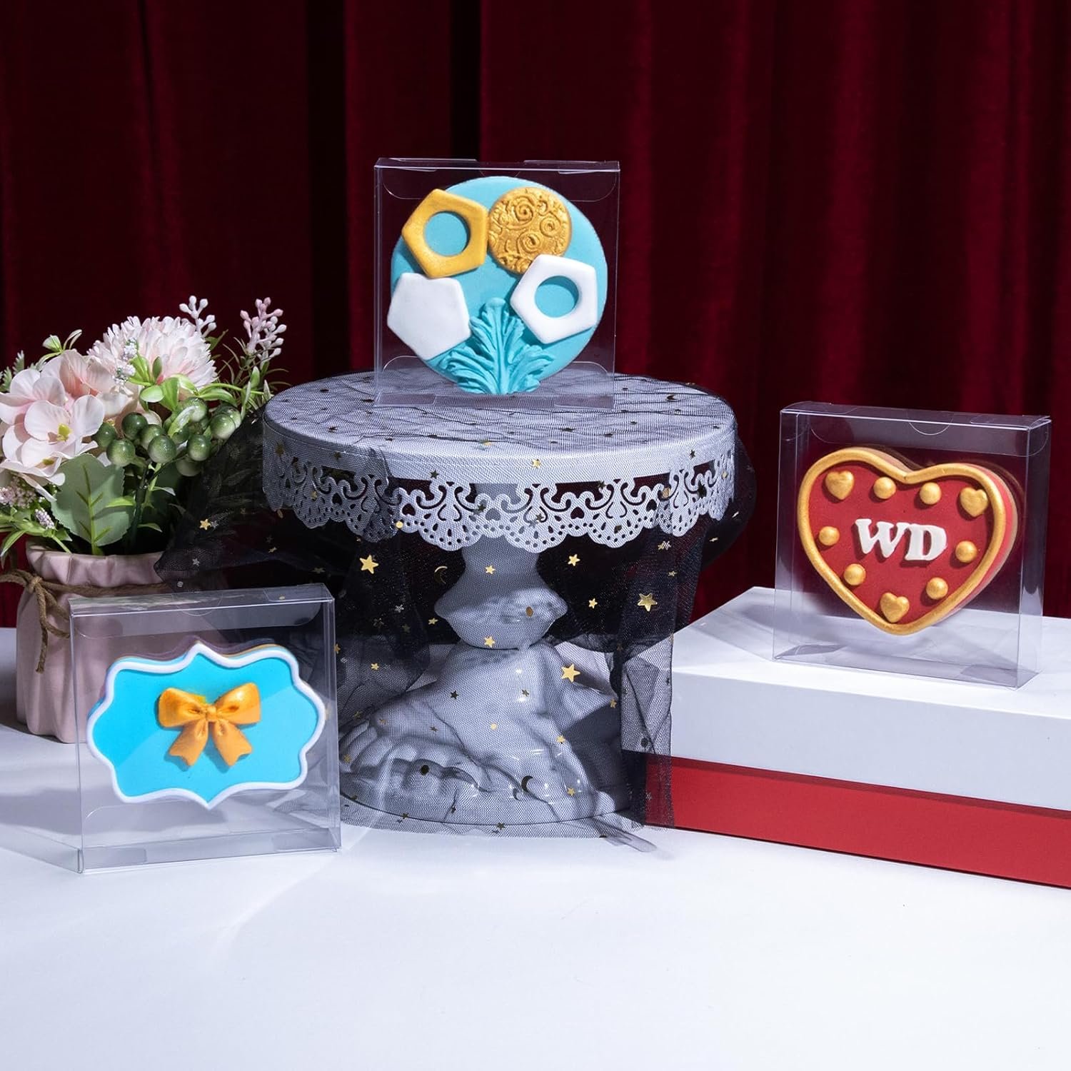 Wholesale 30 Pack 4x4x1.2 Inch Clear Single Cookie Boxes with Full Window for Macarons Small Treats Candy Mini Pies Weddings Birthdays Factory