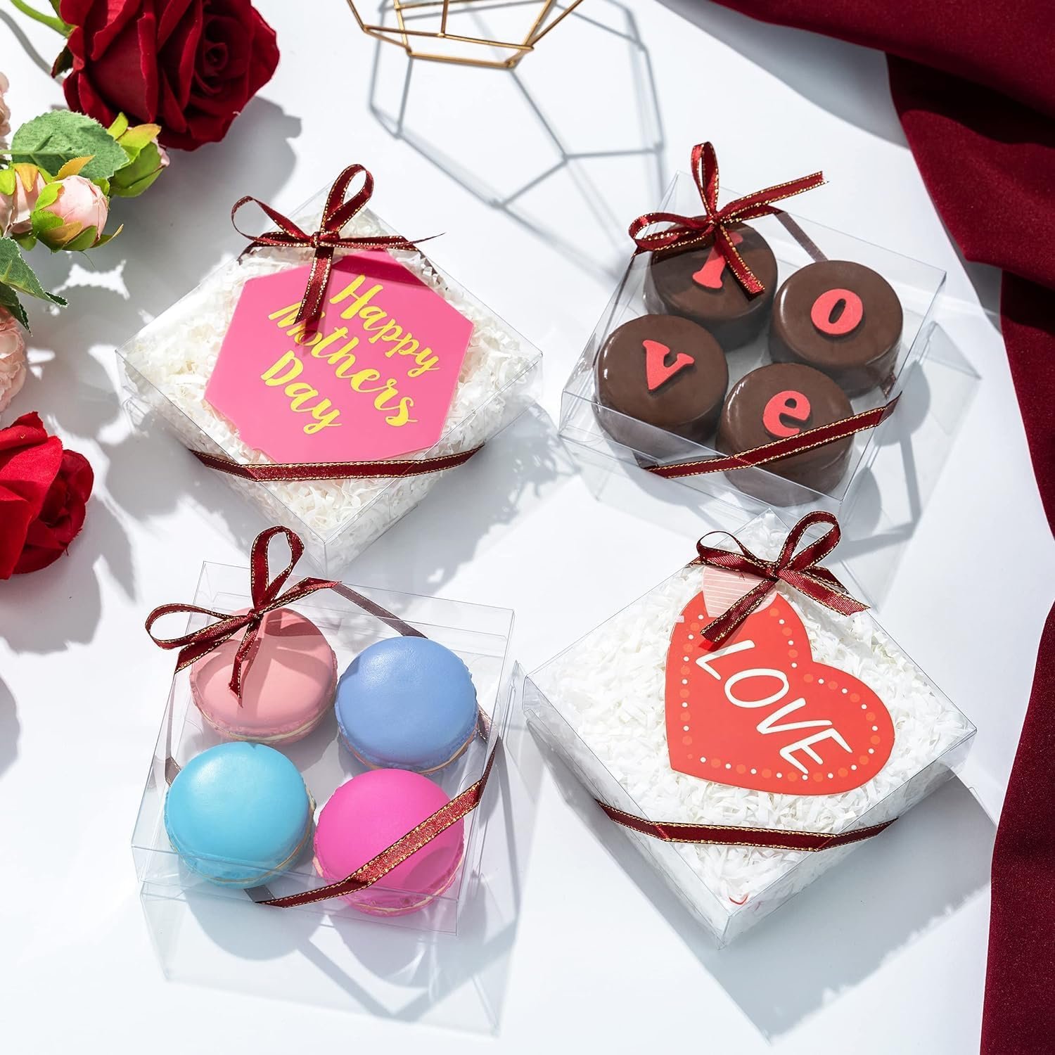 Wholesale 30 Pack 4x4x1.2 Inch Clear Single Cookie Boxes with Full Window for Macarons Small Treats Candy Mini Pies Weddings Birthdays Factory