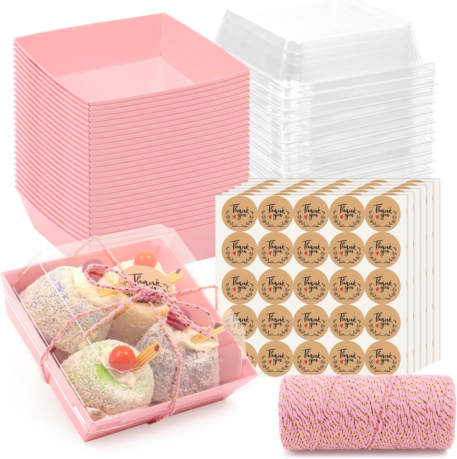 Wholesale 150 Pack Pink Square Charcuterie Boxes with Secure Clear Lids 4.7x4.7x2.6 Inches Disposable Takeout Containers for Cookies Sandwiches Pastries Desserts Factory