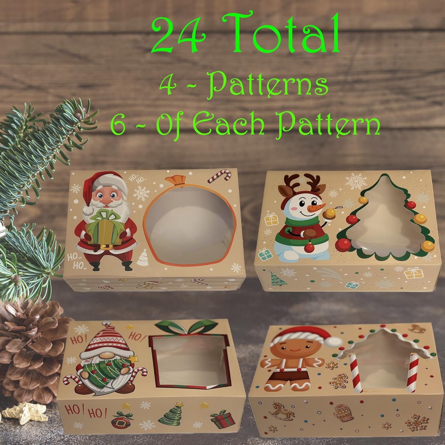 Wholesale Christmas Cookie Boxes Bulk 24 Variety Pack Holiday Pastries Bakery Treats Candy Gifts Winter Packaging Factory