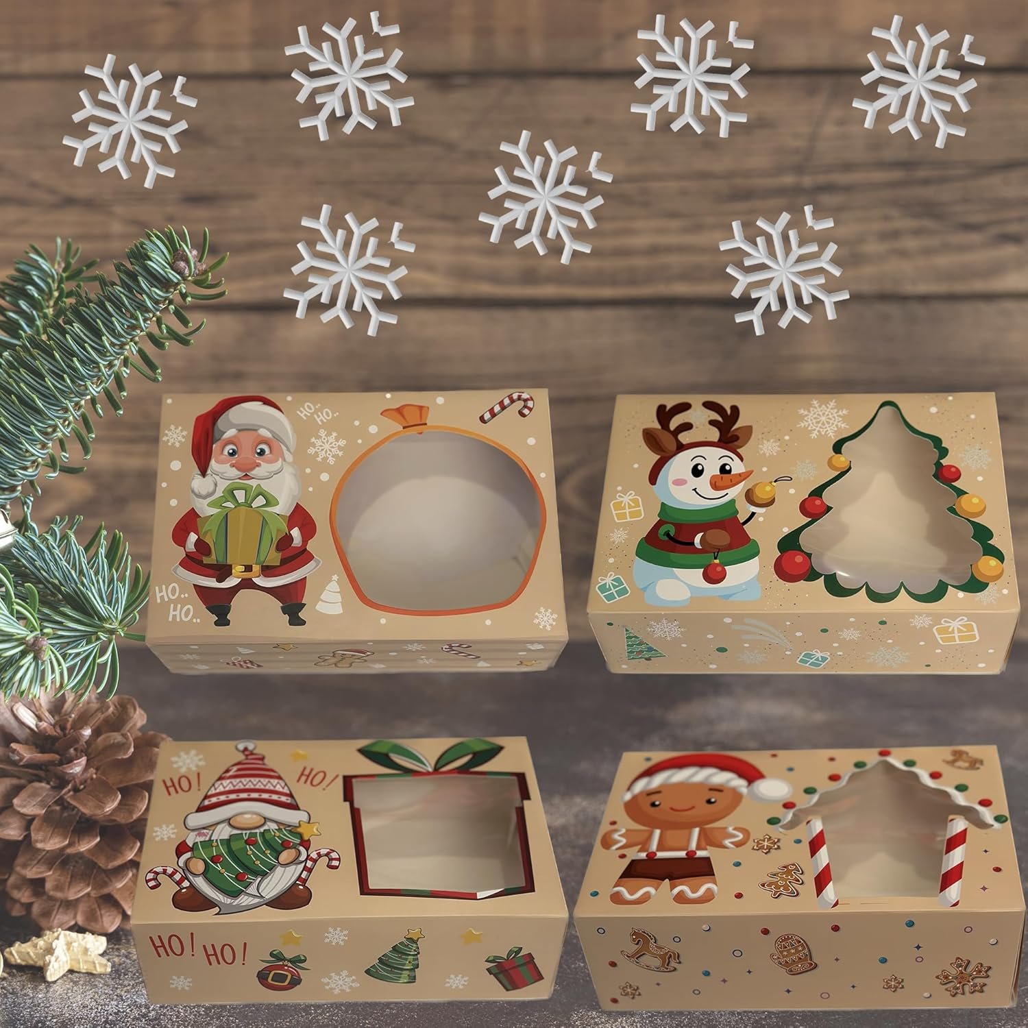 Wholesale Christmas Cookie Boxes Bulk 24 Variety Pack Holiday Pastries Bakery Treats Candy Gifts Winter Packaging Factory