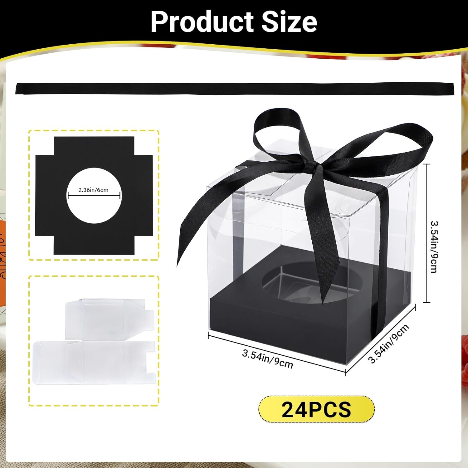 Wholesale Transparent 3.5 Inch Plastic Black Cupcake Containers 24pcs Individual Holders with Lids for Cake Desserts Wedding Birthday Party Favors Factory Wholesale Transparent 3.5 Inch Plastic Black Cupcake Containers 24pcs Individual Holders with Lids for Cake Desserts Wedding Birthday Party Favors Factory