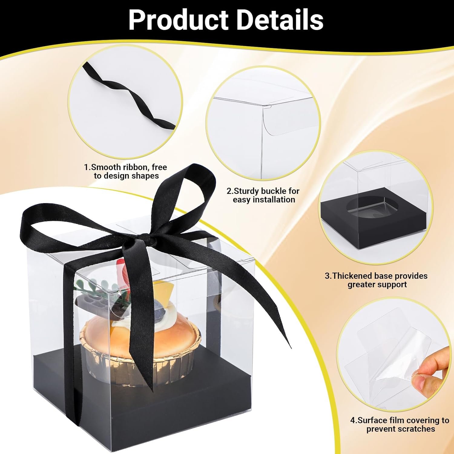 Wholesale Transparent 3.5 Inch Plastic Black Cupcake Containers 24pcs Individual Holders with Lids for Cake Desserts Wedding Birthday Party Favors Factory Wholesale Transparent 3.5 Inch Plastic Black Cupcake Containers 24pcs Individual Holders with Lids for Cake Desserts Wedding Birthday Party Favors Factory