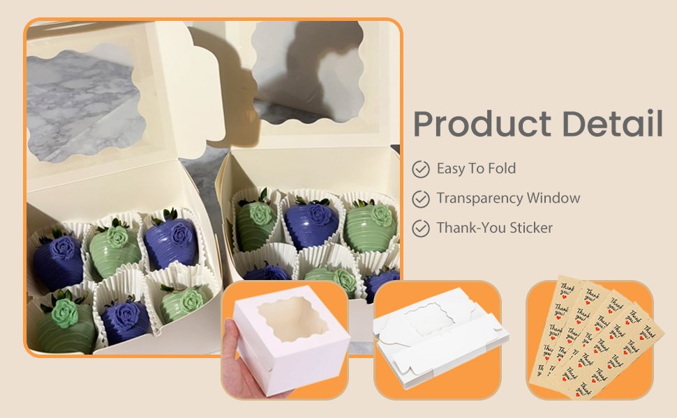 Wholesale 4x4x2.5 Inch Cookie Boxes with Clear Window White Bakery Boxes 4 Inch Mini Treat Containers for Cake Dessert Pastry Donuts Macarons Strawberries Chocolate Candy 50 Pack Factory