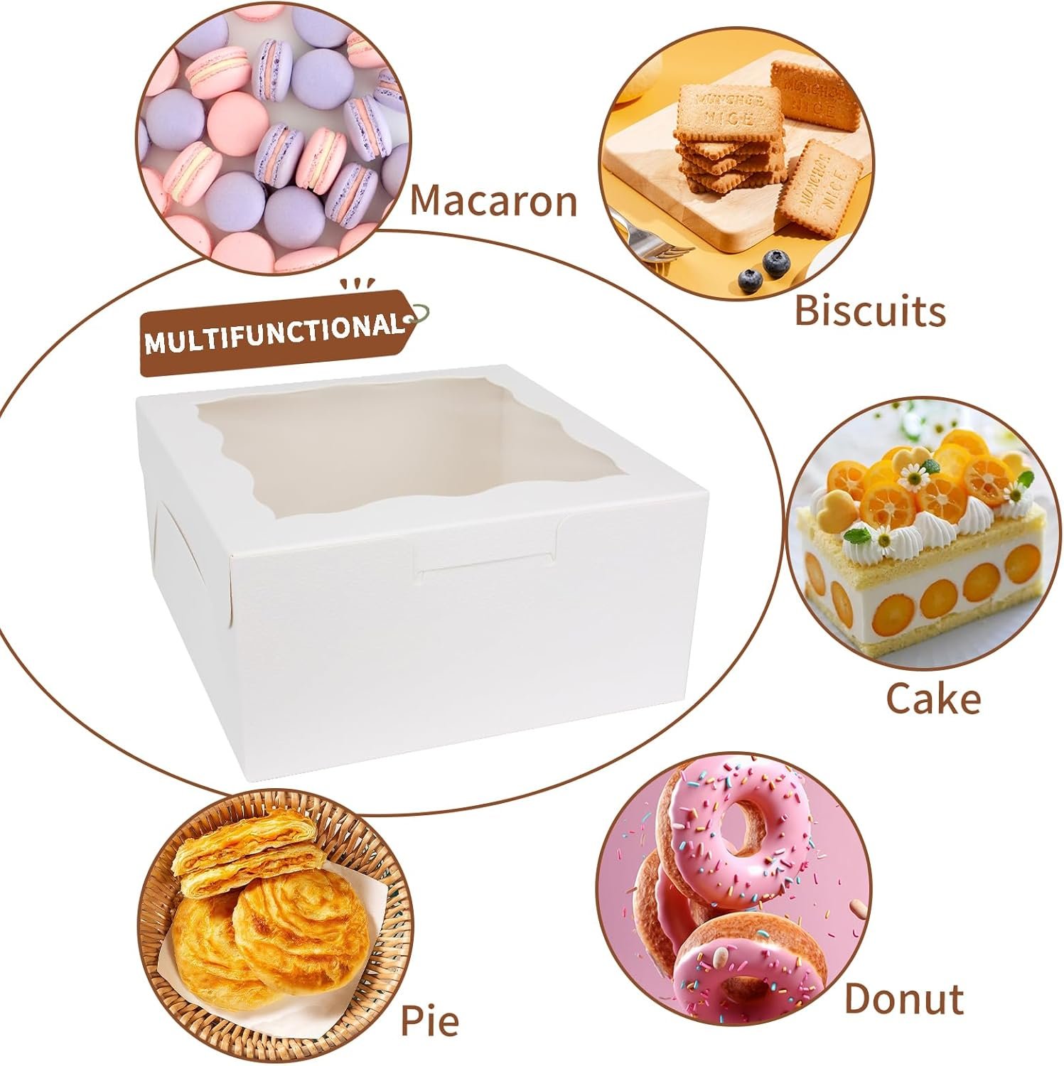 Wholesale Bakery Boxes with Window 30pcs 6x6x3 Inches for Cookies Mini Cakes Pastries Desserts Treats Chocolate Covered Strawberries Cupcakes Donuts Small Pies Factory